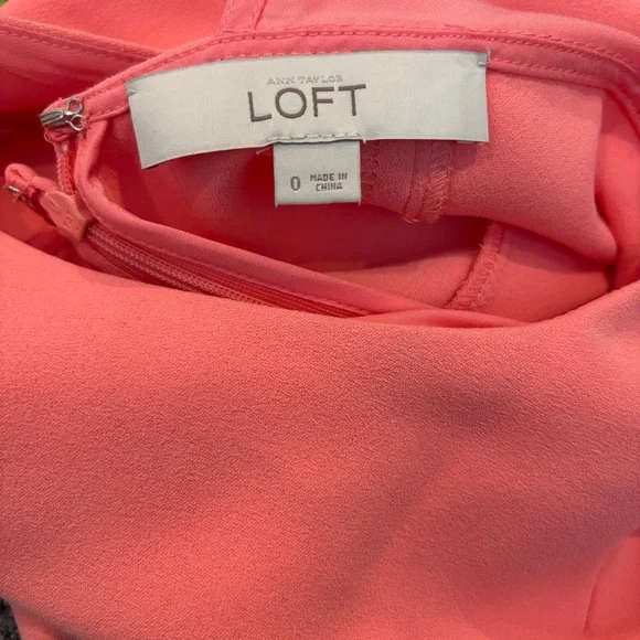 LOFT Womens Split Hem Scallop‎ Dress Pink Tiered Mini Size 0 - Picture 7 of 7